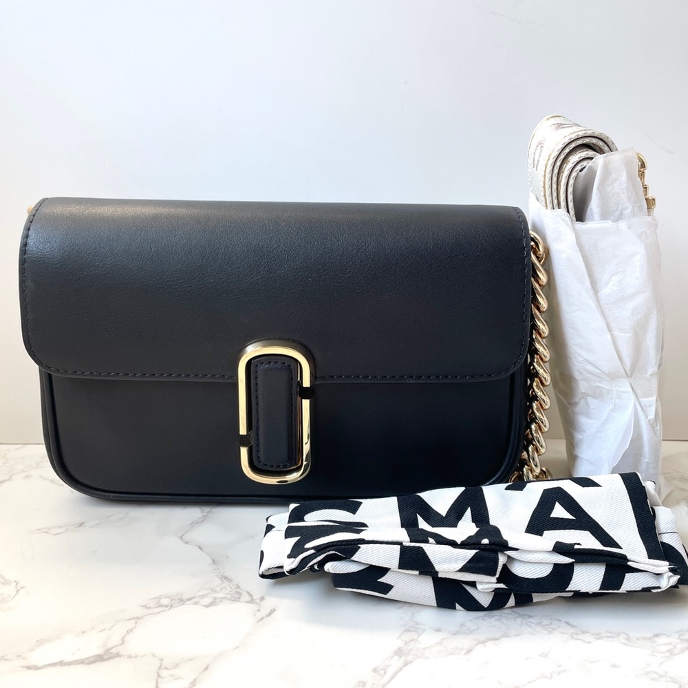 New Marc Jacobs J Marc Leather Crossbody Shoulder Bag Black Convertible - Picture 3 of 14